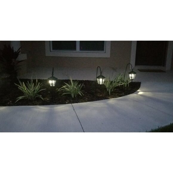 34" Hanging Solar Lights, Decorative Garden Lanterns w/ 2 Shepherd Hooks, 2Pack - Picture 3 of 4